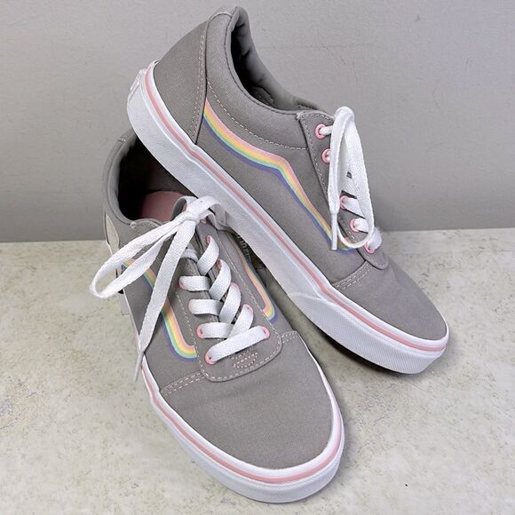Vans Gray with Cloud And Pastel Rainbow Missy 4 - Picture 2 of 8